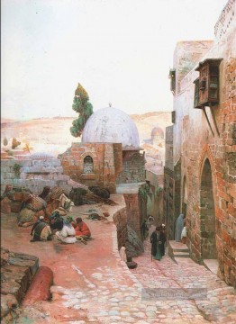  orientalist - Eine Straße in Jerusalem Gustav Bauernfeind Orientalist